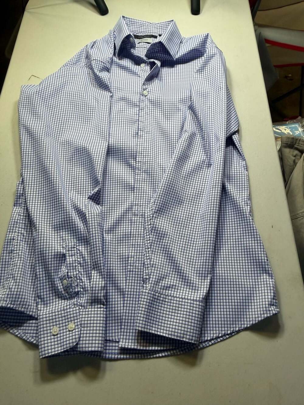 Marc New York Skinny Long Sleeve Dress Shirt Blue Check